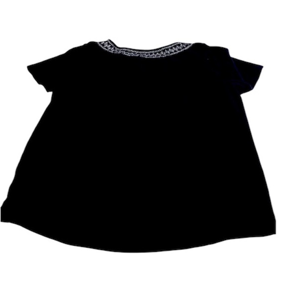 Talbots Indigo Boho Embroidered Cotton Short Sleeve Shirt - Size Medium - Picture 4 of 7